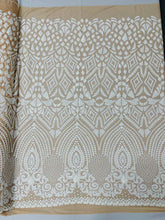 Geometric Diamond Sequin  Stretch Mesh Fabric / Sold by the Yard