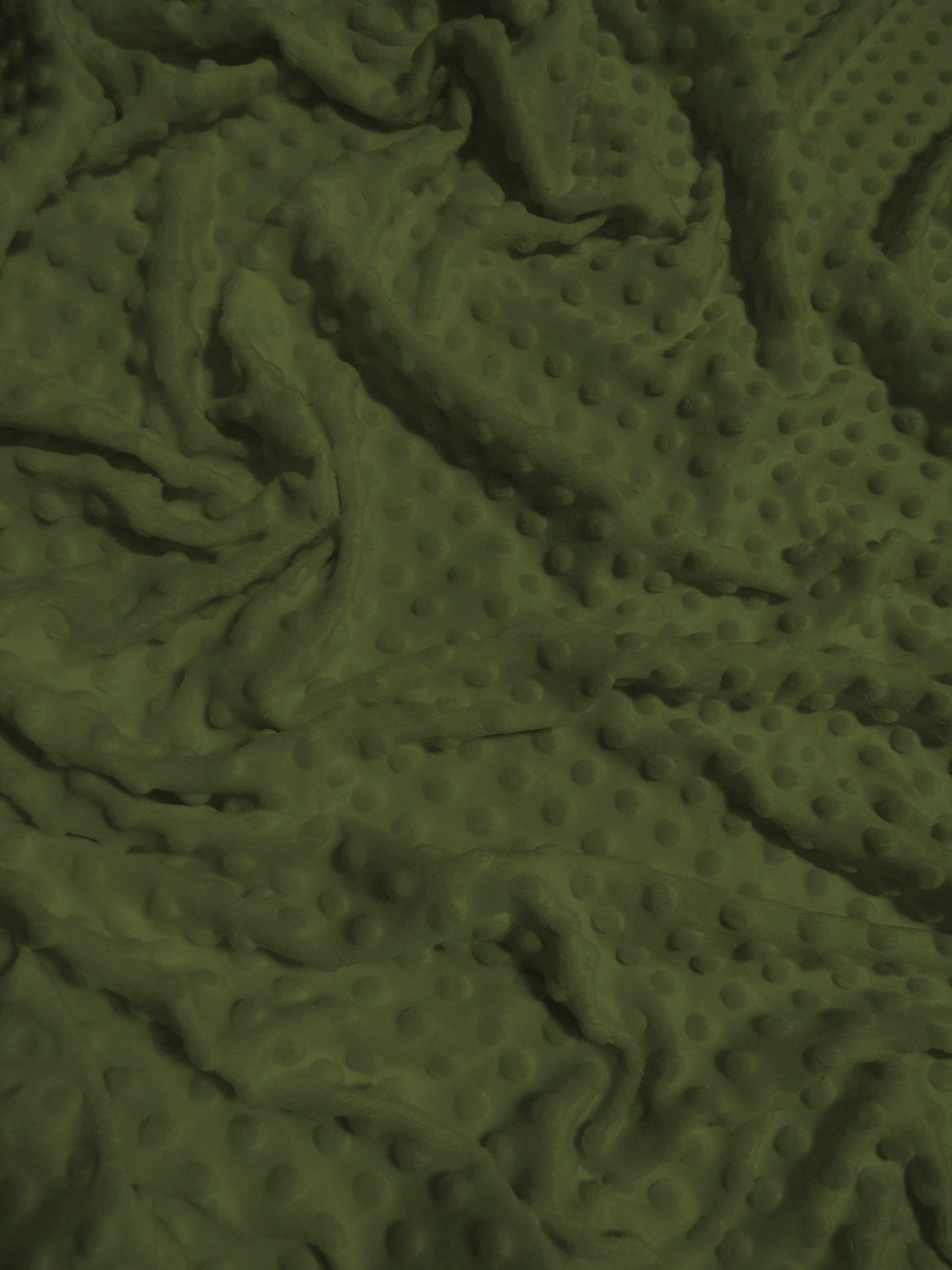 Dark Olive Minky Dimple Dot Baby Soft Fabric / Sold By The Yard