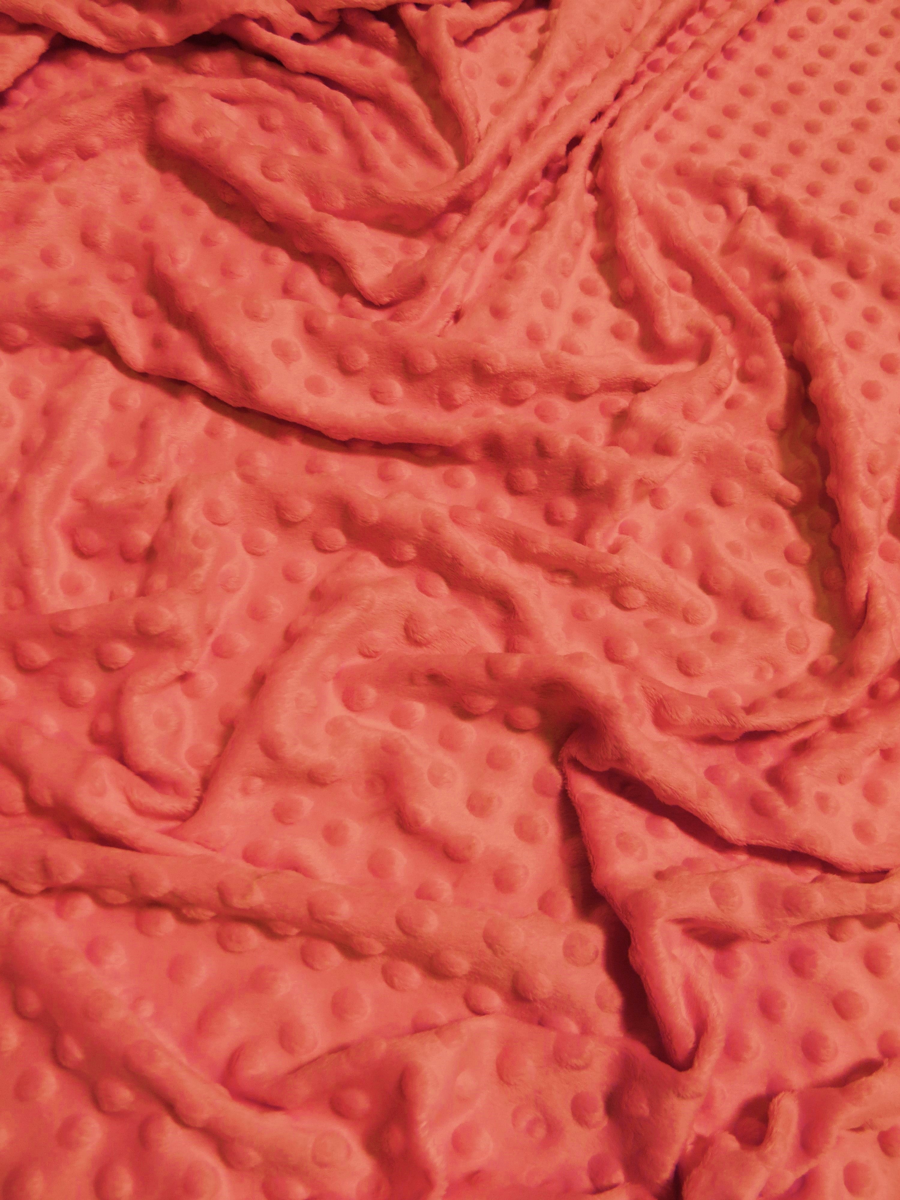 Strawberry Minky Dimple Dot Baby Soft Fabric / Sold By The Yard