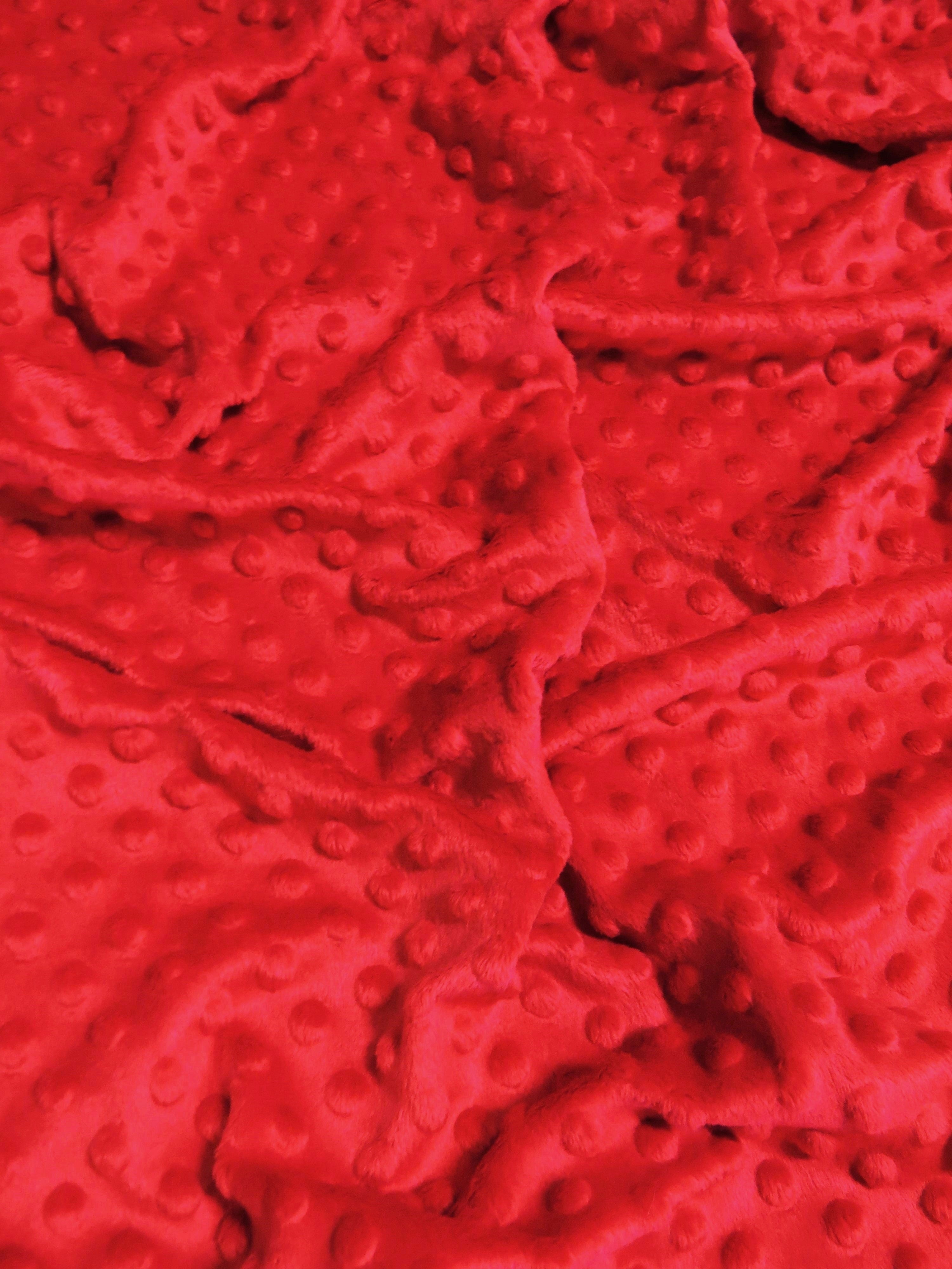 Tomato Red Minky Dimple Dot Baby Soft Fabric / Sold By The Yard