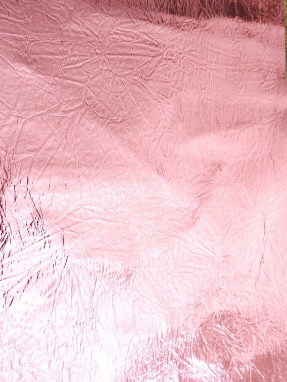 Light Pink Distressed/Crushed Chrome Metallic Mirror Vinyl Fabric / By The Roll - 30 Yards
