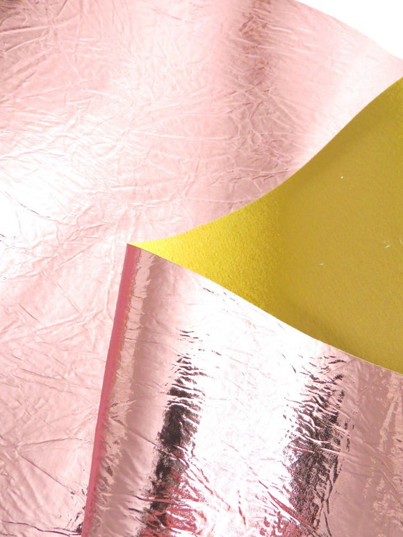 Gold Distressed/Crushed Chrome Metallic Mirror Vinyl Fabric / By The Roll - 30 Yards