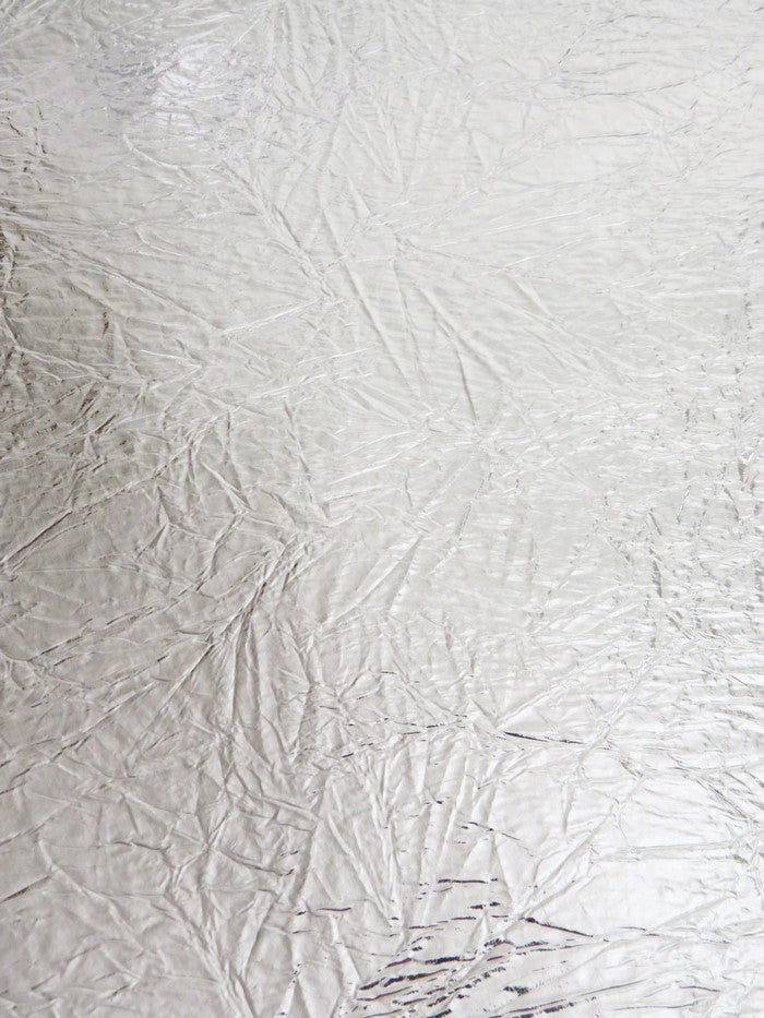 Silver Distressed/Crushed Chrome Metallic Mirror Vinyl Fabric / By The Roll - 30 Yards - 0