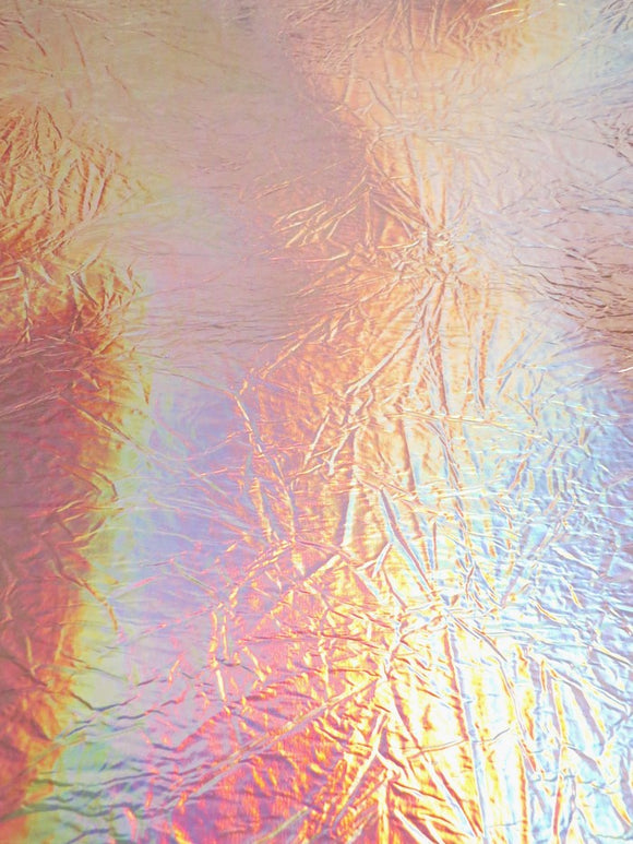 Holographic Storm Gray Distressed/Crushed Chrome Metallic Mirror Vinyl Fabric / By The Roll - 30 Yards