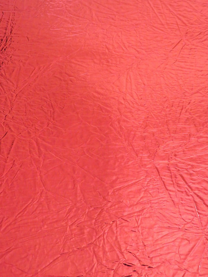 Red Distressed/Crushed Chrome Metallic Mirror Vinyl Fabric / By The Roll - 30 Yards