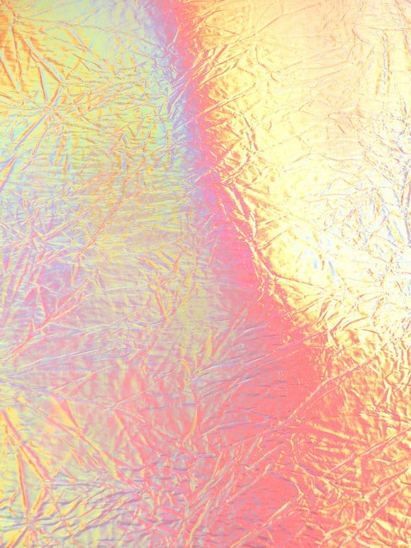 Hologrpahic Gold Distressed/Crushed Chrome Metallic Mirror Vinyl Fabric / By The Roll - 30 Yards