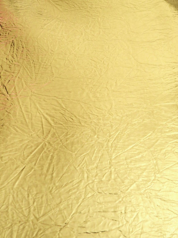 Gold Distressed/Crushed Chrome Metallic Mirror Vinyl Fabric / By The Roll - 30 Yards - 0