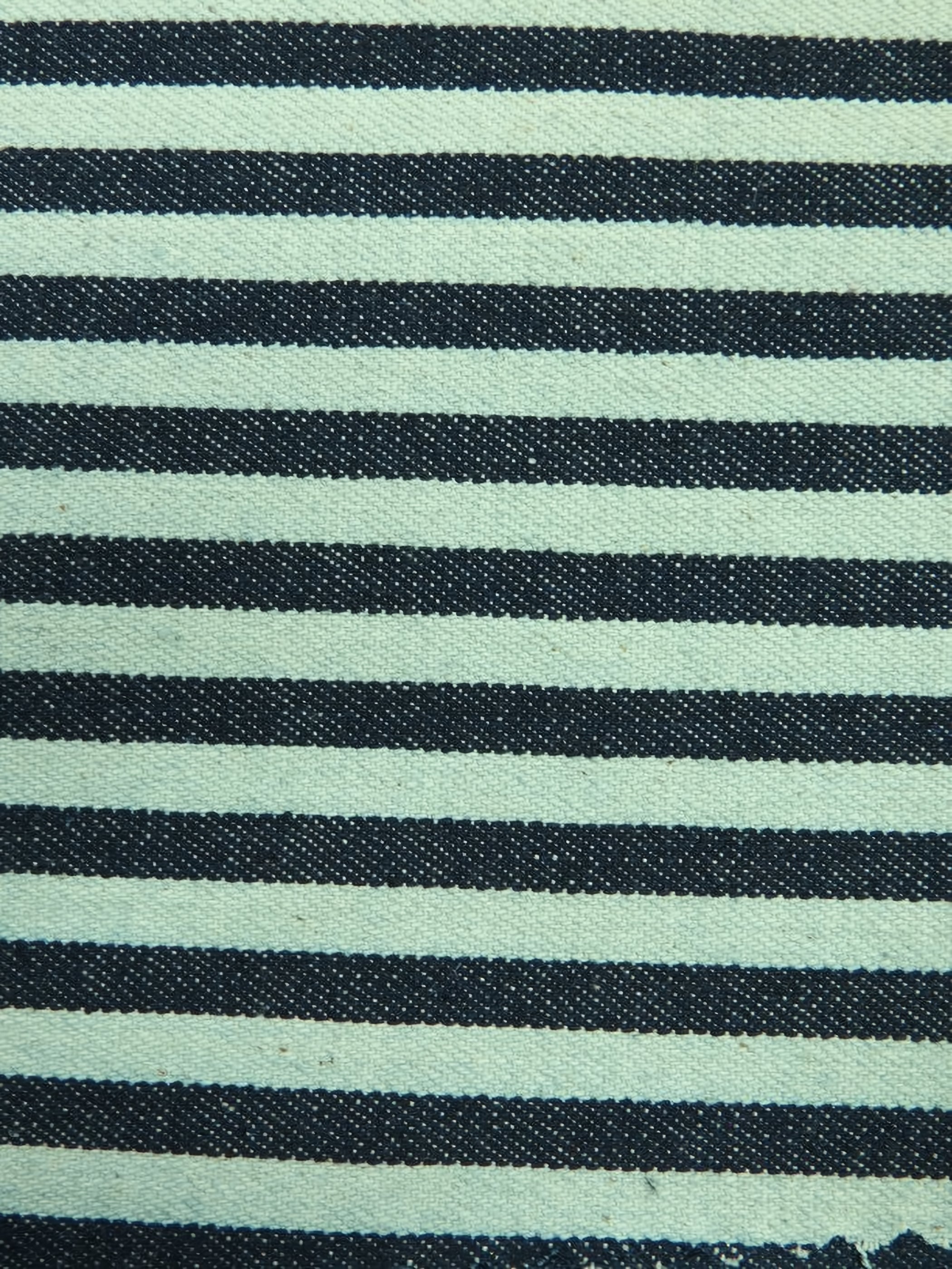 Navy with Natural Stripe 100% Cotton Denim