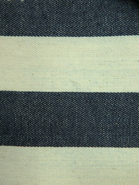 Navy with 1" Stripe 100% Cotton Yard Dye Denim