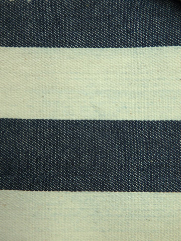 Navy with 1" Stripe 100% Cotton Yard Dye Denim
