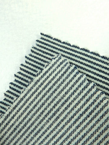 Navy with Natural Small Stripe 100% Cotton Denim - 0