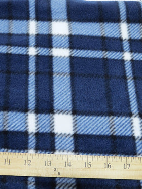 Aquamarine Tartan Plaid Fleece Printed Fabric.