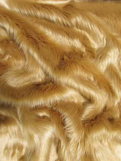 Camel Solid Shaggy Long Pile Faux Fur Fabric / Sold By The Yard (Closeout) - 0