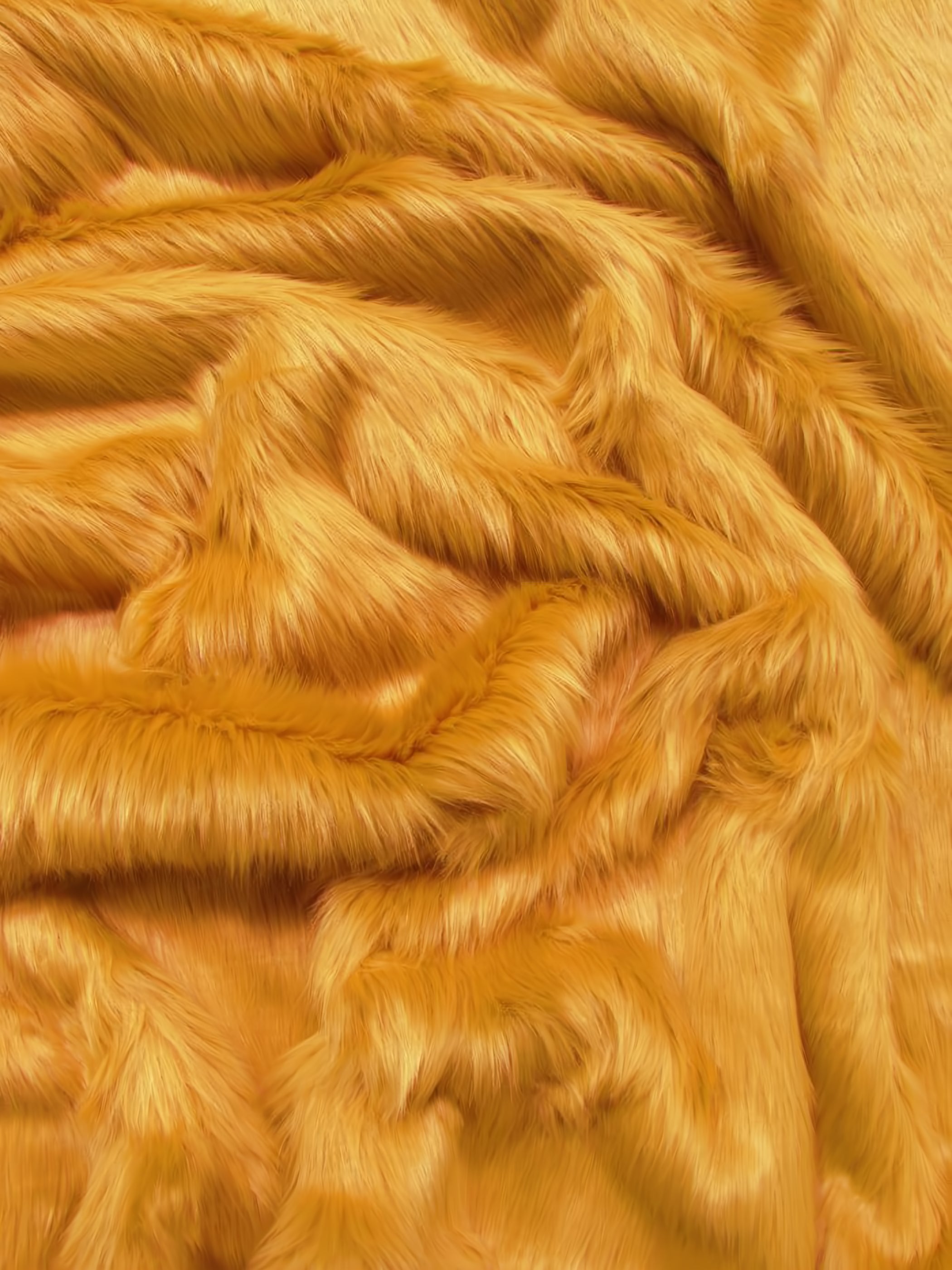 Gold Solid Shaggy Long Pile Faux Fur Fabric / Sold By The Yard (Closeout)