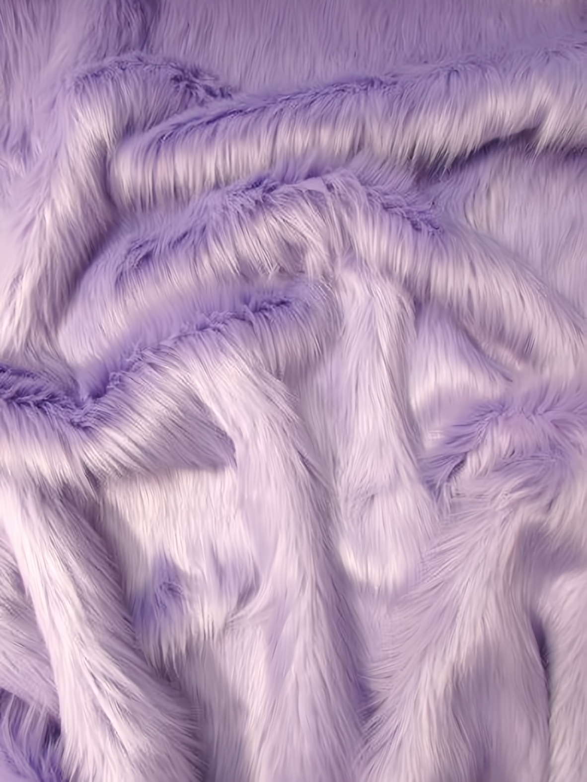 (Second Quality Goods) Lavender Solid Shaggy Long Pile Faux Fur Fabric / Sold By The Yard - 0