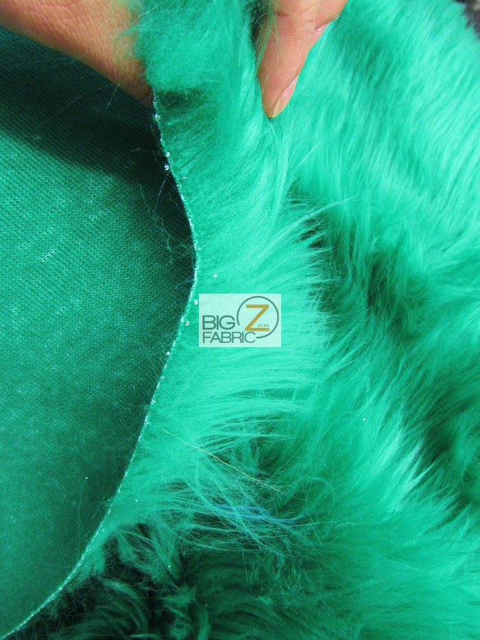 Aqua Solid Shaggy Long Pile Faux Fur Fabric / Sold By The Yard