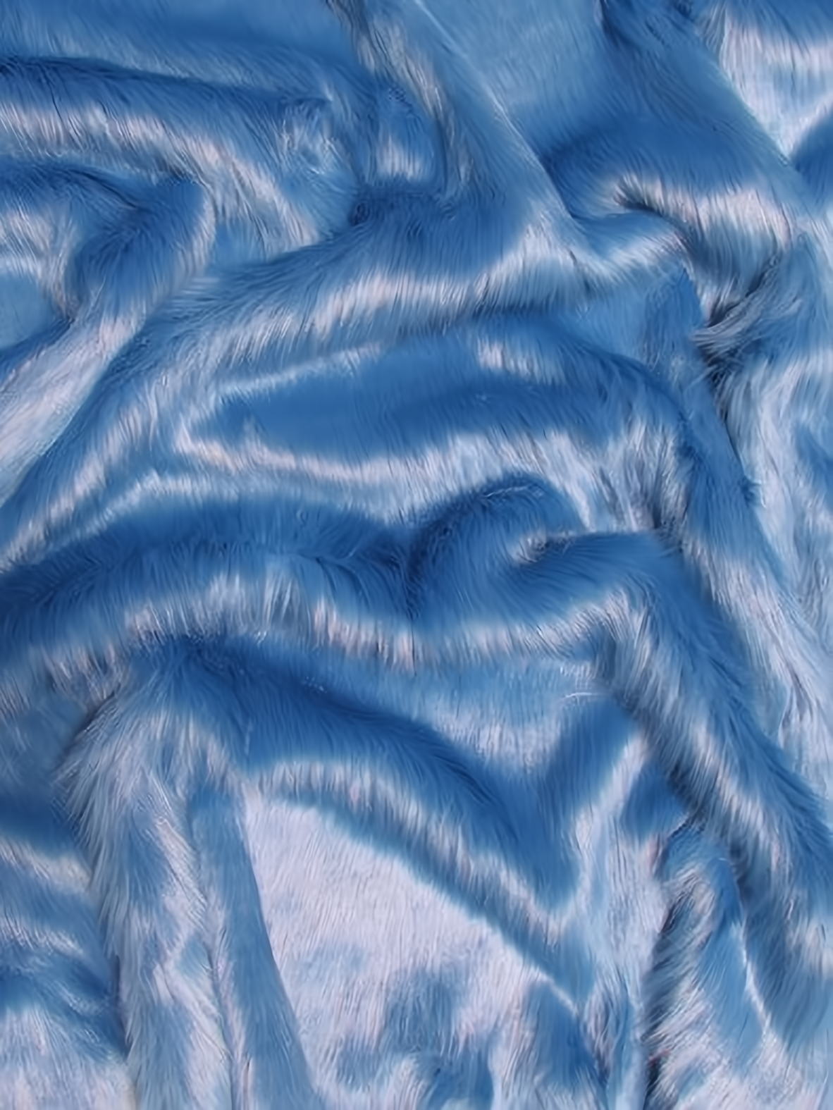 Cobalt Solid Shaggy Long Pile Faux Fur Fabric / Sold By The Yard (Second Quality Goods)