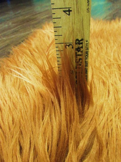 Faux Fake Fur Solid Mongolian Long Pile Fabric / Amber / Ecoshag 15 Yard Bolt