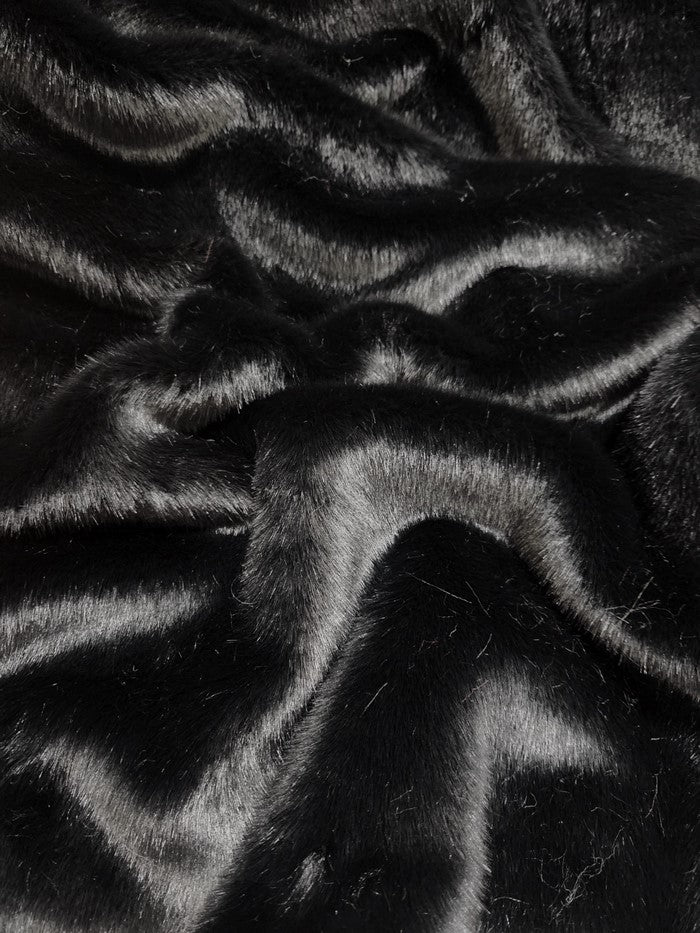 Buy black Stretch Faux Fur Fabric