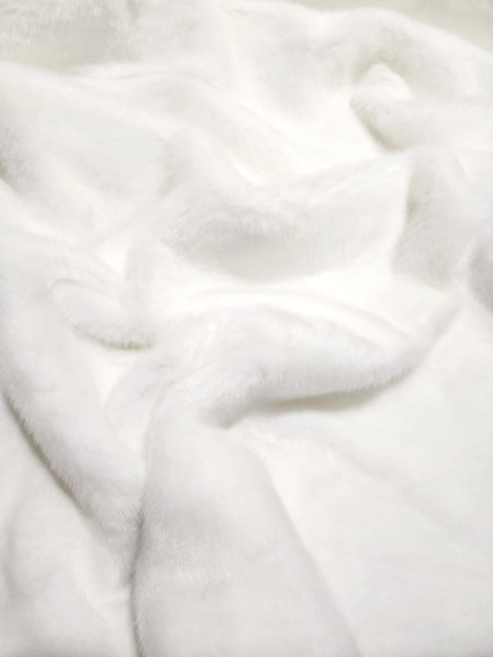 Buy white Stretch Faux Fur Fabric