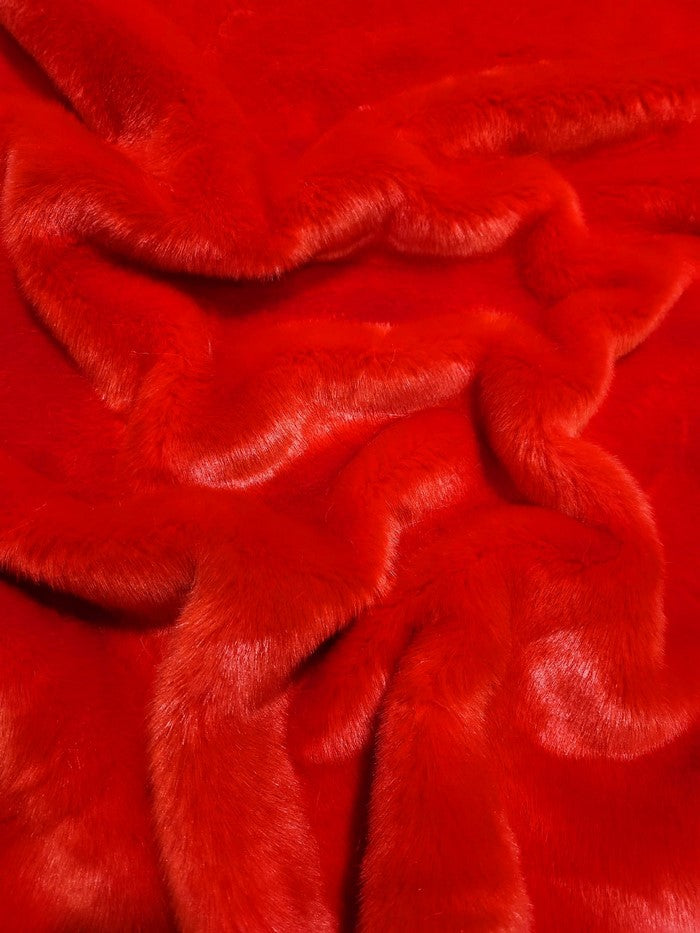 Buy red Stretch Faux Fur Fabric