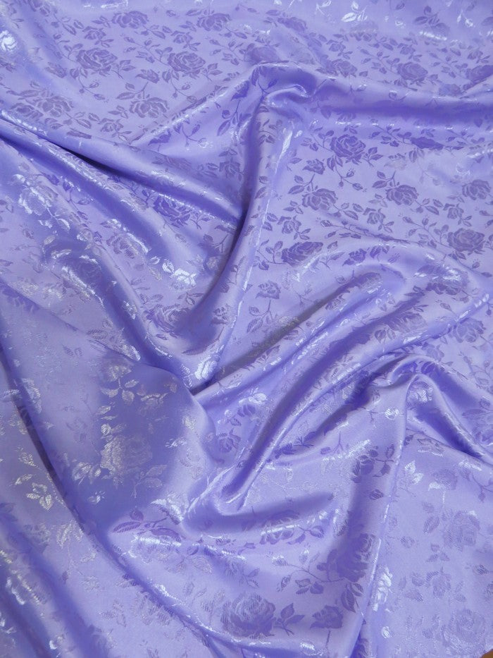 Floral Rose Jacquard Satin Fabric / Lilac / Sold By The Yard