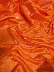 Floral Rose Jacquard Satin Fabric / Orange / Sold By The Yard
