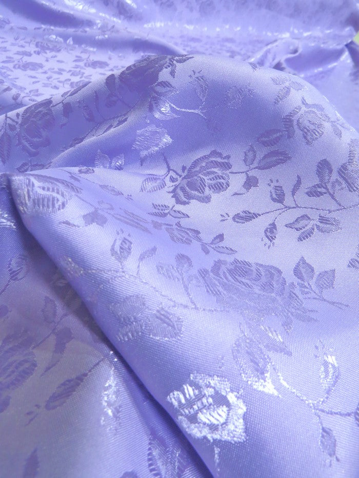 Floral Rose Jacquard Satin Fabric / Plum / Sold By The Yard - 0