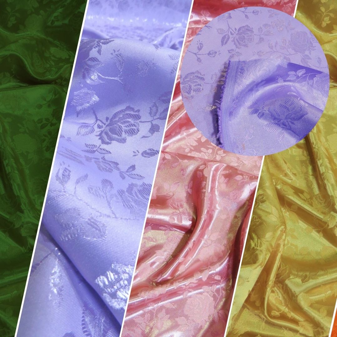 Floral Rose Jacquard Satin Fabric / Sold By The Yard