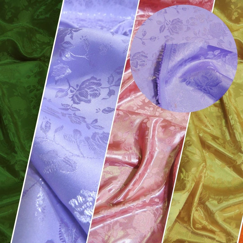 Floral Rose Jacquard Satin Fabric / Sold By The Yard