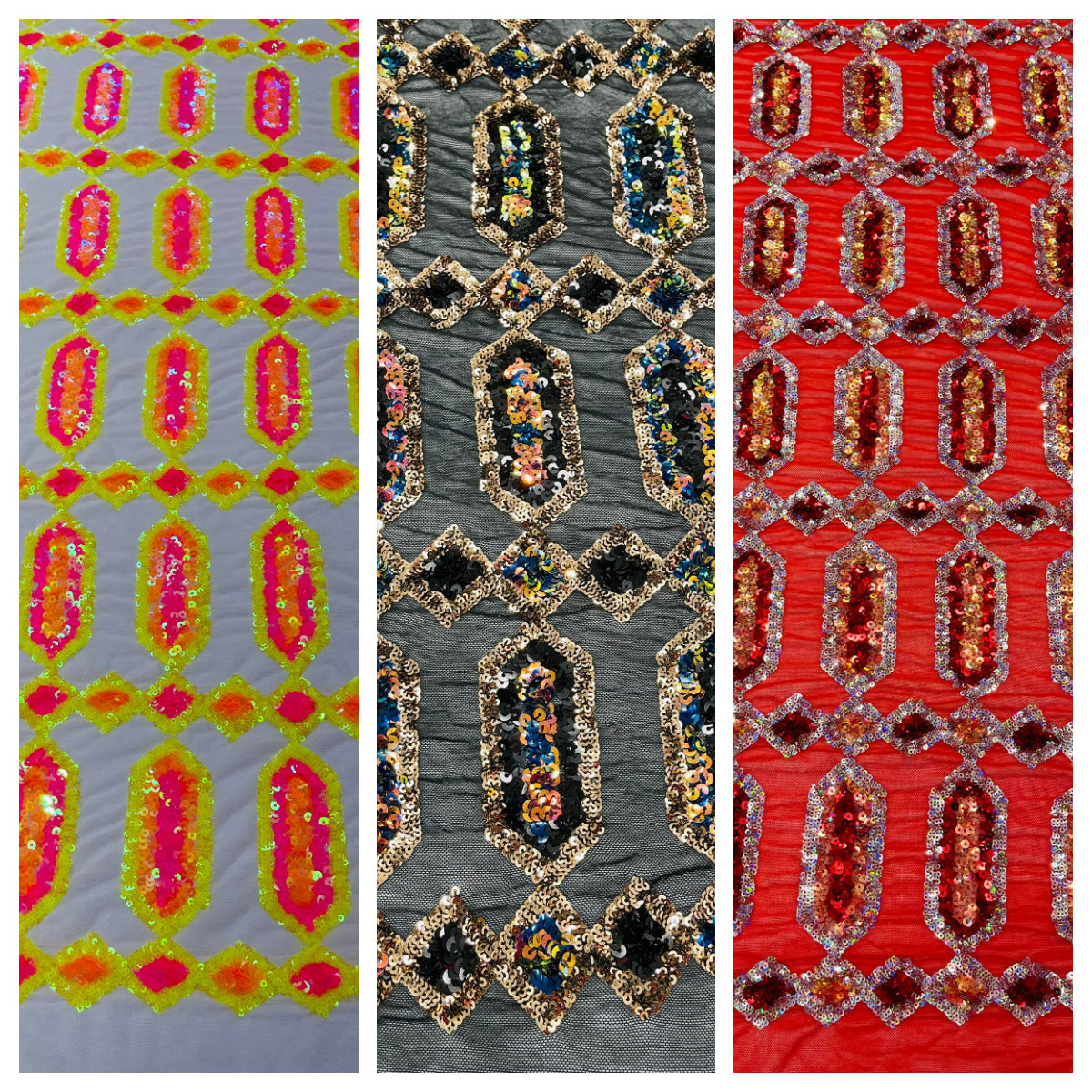 Jewel Iridescent Sequin Stretch Mesh Fabric / Sold by the Yard