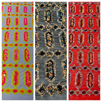 Jewel Iridescent Sequin Stretch Mesh Fabric / Sold by the Yard
