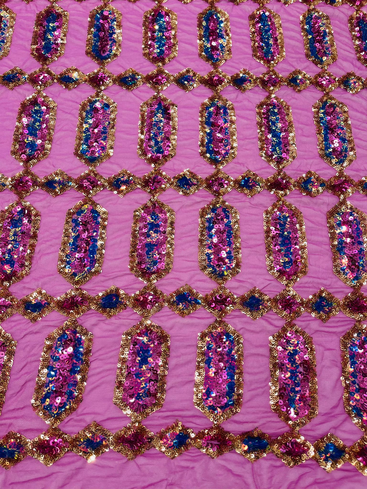 Jewel Iridescent Sequin Stretch Mesh Fabric / Sold by the Yard