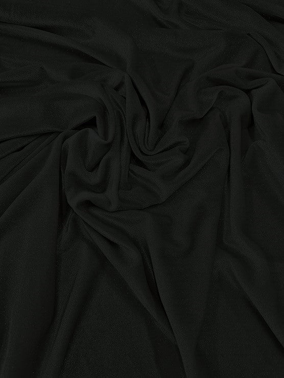 GLITTER STRETCH VELVET 360 GRAMS SPANDEX FABRIC / Black / Sold by the Yard