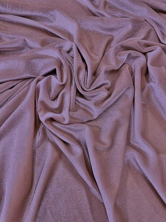 GLITTER STRETCH VELVET 360 GRAMS SPANDEX FABRIC / Dusty Pink / Sold by the Yard