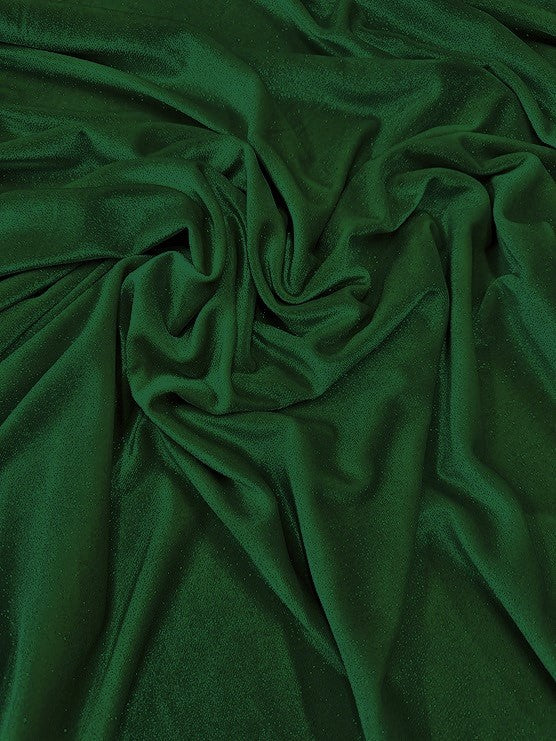 GLITTER STRETCH VELVET 360 GRAMS SPANDEX FABRIC / Hunter Green  / Sold by the Yard