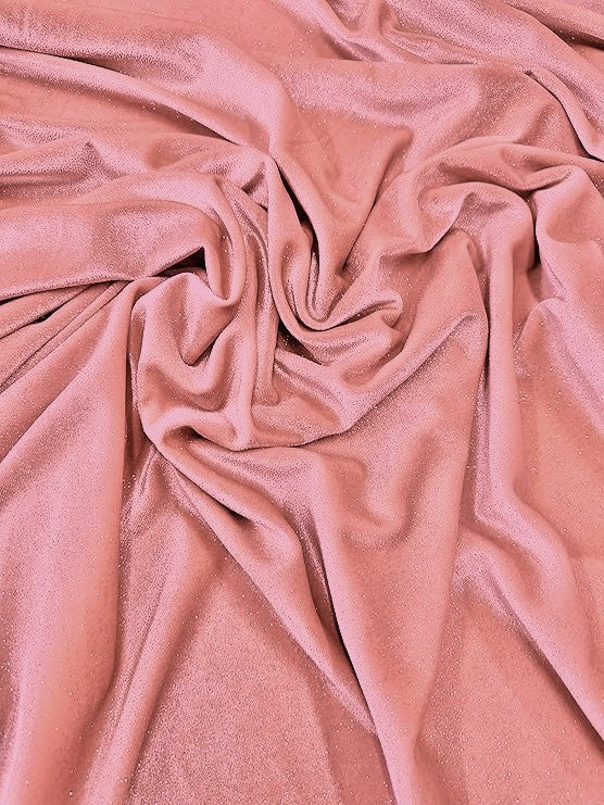 GLITTER STRETCH VELVET 360 GRAMS SPANDEX FABRIC / Pink / Sold by the Yard