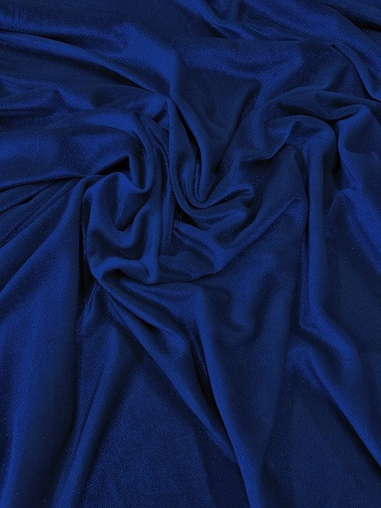 GLITTER STRETCH VELVET 360 GRAMS SPANDEX FABRIC / Royal Blue / Sold by the Yard