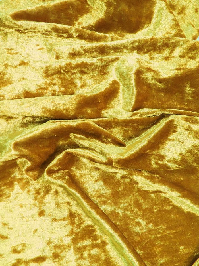 Crushed Stretch Velvet Costume Fabric / Light Gold / Sold By The Yard