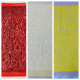 Geometric Sequin Stretch Mesh Fabric / Sold by the Yard