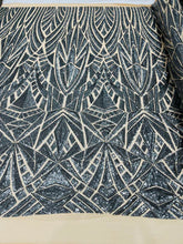 Geometric Sequin Stretch Mesh Fabric / Sold by the Yard