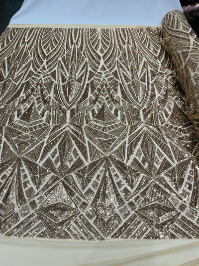 Geometric Sequin Stretch Mesh Fabric / Sold by the Yard