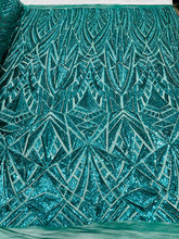 Geometric Sequin Stretch Mesh Fabric / Sold by the Yard