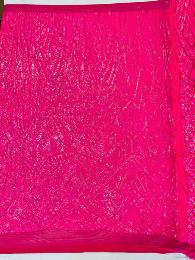 Geometric Sequin Stretch Mesh Fabric / Sold by the Yard