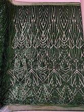 Geometric Sequin Stretch Mesh Fabric / Sold by the Yard