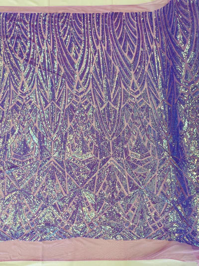 Geometric Sequin Stretch Mesh Fabric / Sold by the Yard