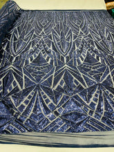 Geometric Sequin Stretch Mesh Fabric / Sold by the Yard