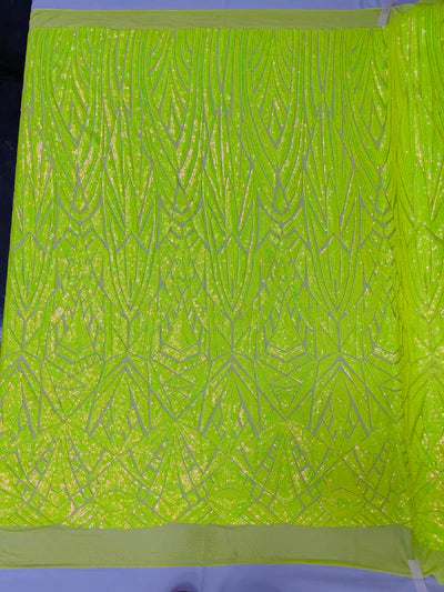 Geometric Sequin Stretch Mesh Fabric / Sold by the Yard