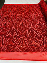 Geometric Sequin Stretch Mesh Fabric / Sold by the Yard
