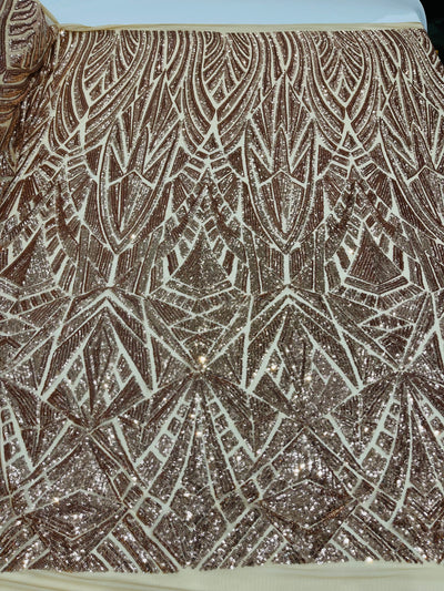 Geometric Sequin Stretch Mesh Fabric / Sold by the Yard